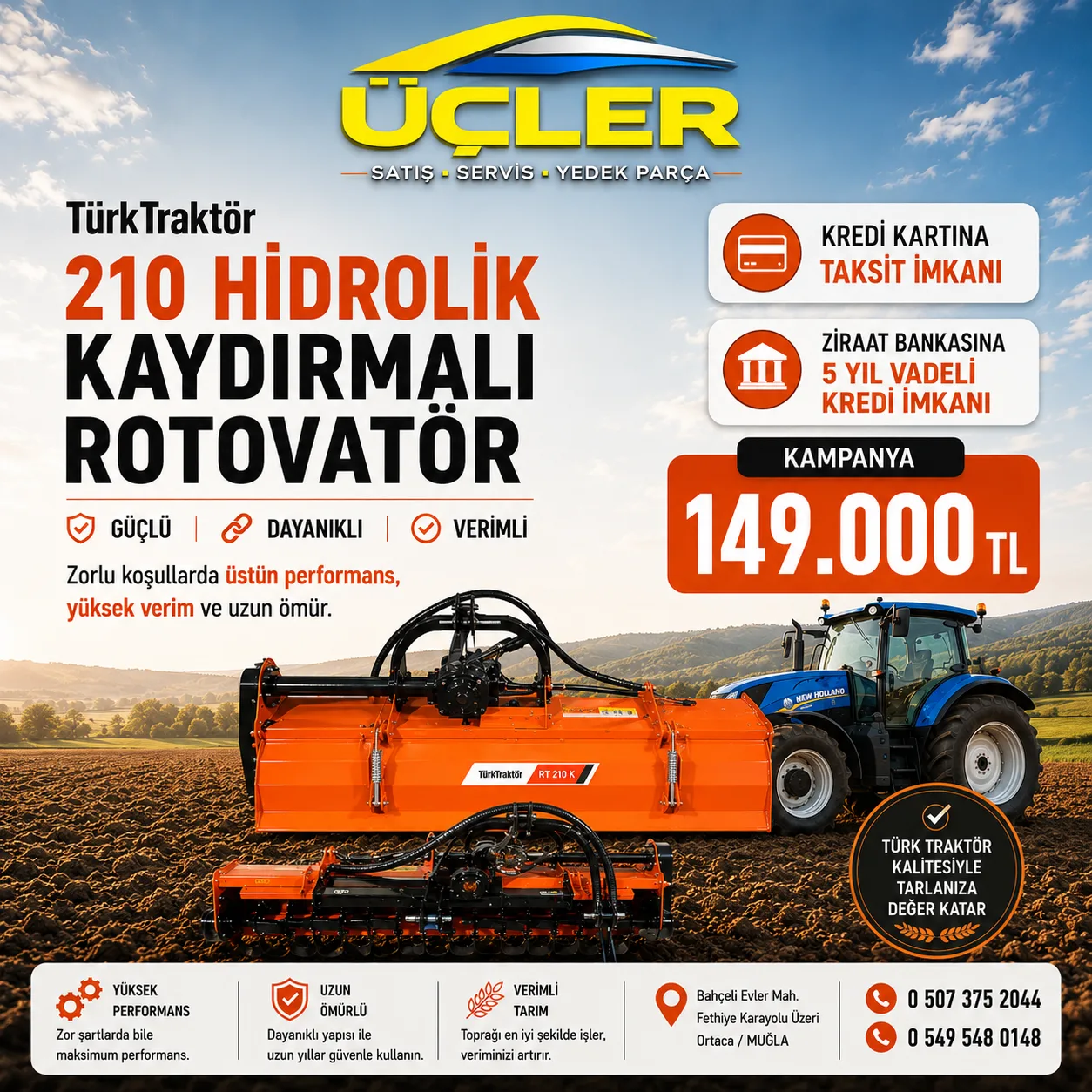 Türk Traktör 210 Hidrolik Kaydırmalı Rotovatör